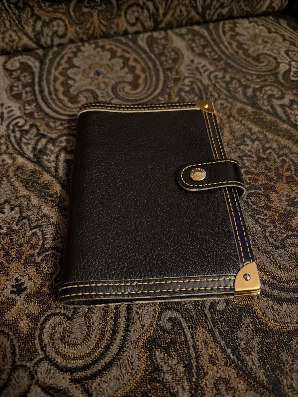 Louis Vuitton Black agenda  with Gold Accents
